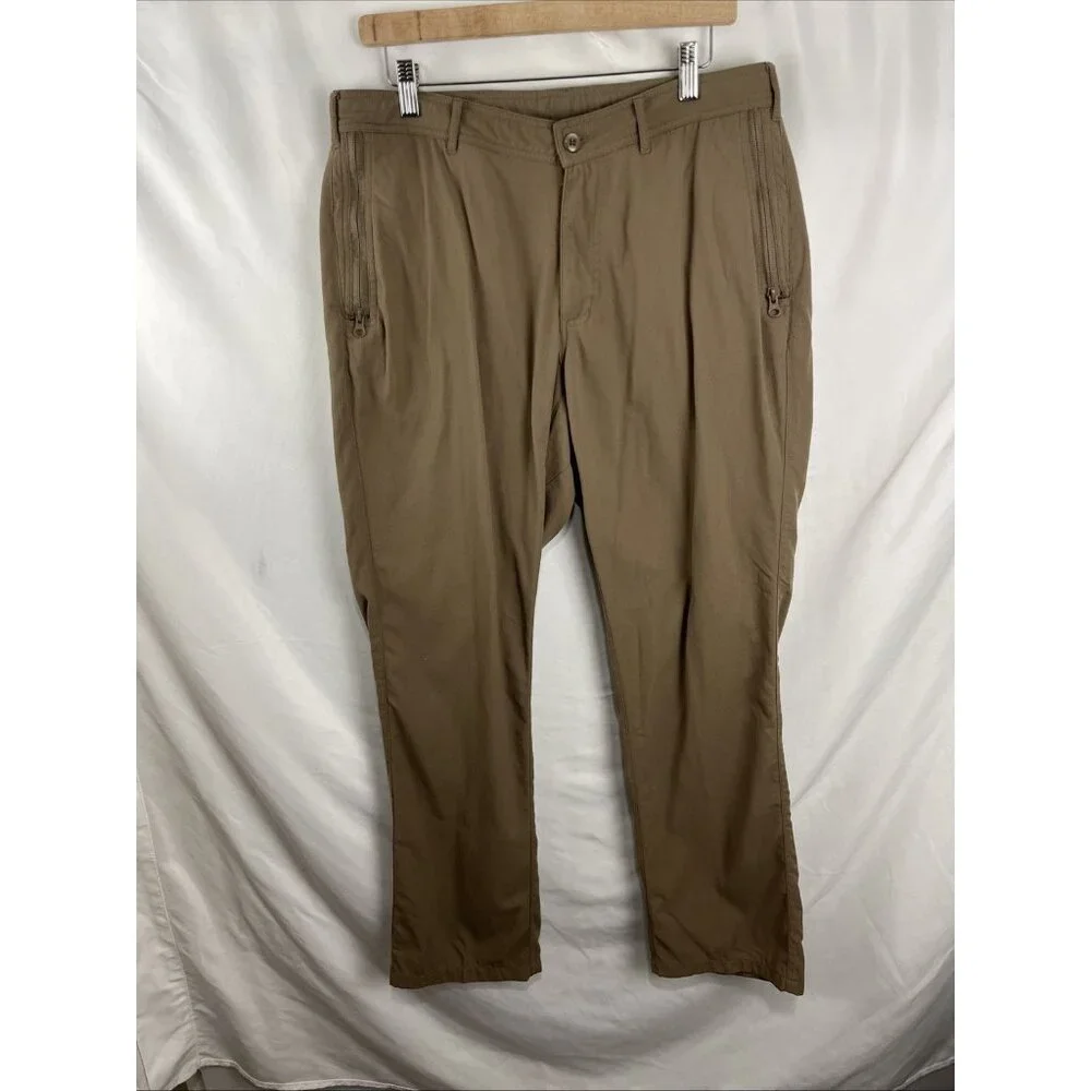 Clothing Arts P-Cubed Pickpocket Proof Beige Nylon Pants Men's Size 34X34 - Picture 2 of 11